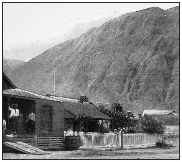 istock Antique black and white photograph: Leper settlement, Molokai, Hawaii 1330235775