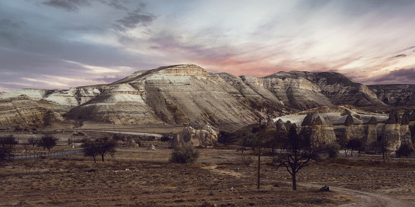 Mountain valley during sunset. natural landscape