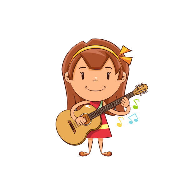 Ilustración de Niña Tocando La Guitarra Acústica Niño Lindo Feliz y más  Vectores Libres de Derechos de Agarrar - iStock