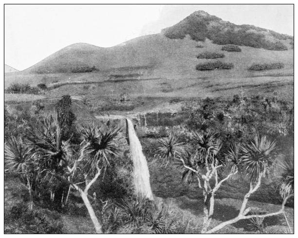 istock Antique black and white photograph: Wailua falls, Hawaii 1330238331