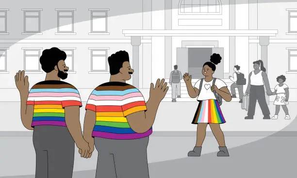 Vector illustration of LGBTQIA school drop off