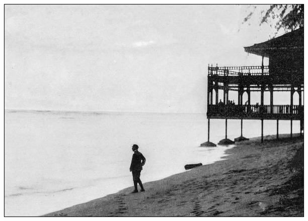 istock Antique black and white photograph: Waikiki beach, Hawaii 1330242677