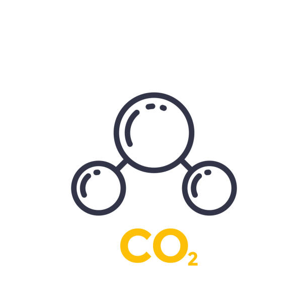 fitness, health, gym trendy icons on circles co2 molecule line icon carbon dioxide stock illustrations