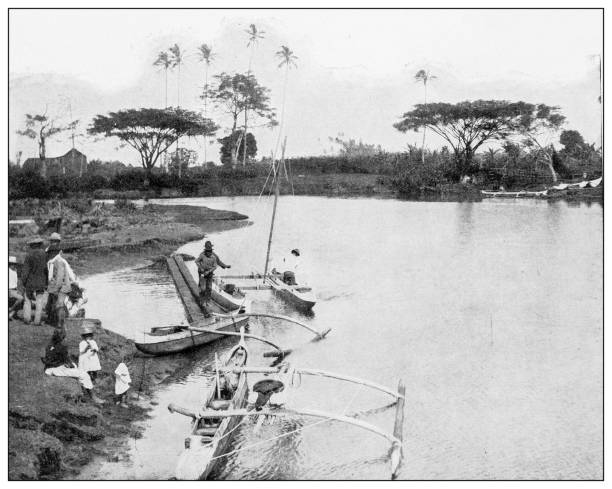 istock Antique black and white photograph: Fishermen, Hawaii 1330244636
