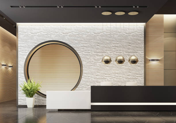 istock Modern Offices lobby interior area with with long reception desk 1330265006