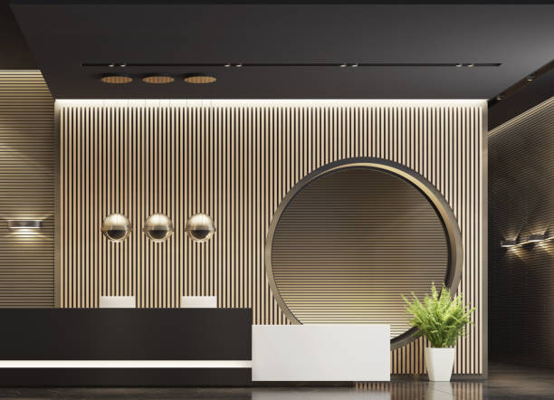 istock Modern Offices lobby interior area with with long reception desk 1330265021