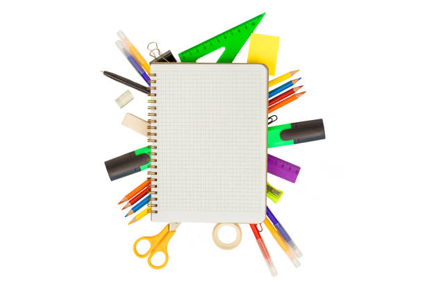 istock notebook lies on top of stationery on a white background 1330271084