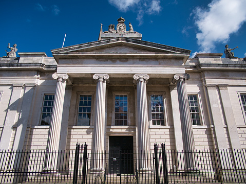 The white sandstone Bishop Street Courthouse in Derry / Londonderry, Northern Ireland, UK. Described by Ian Nairn as \