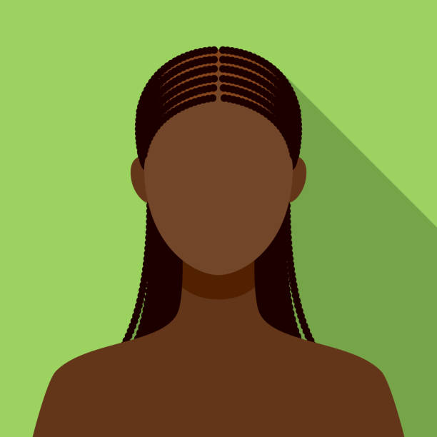Female Avatar Icon A flat design female avatar. File is built in the CMYK color space for optimal printing, and can easily be converted to RGB without any color shifts. Color swatches are global so it’s easy to change colors across the document. black woman hair braids stock illustrations