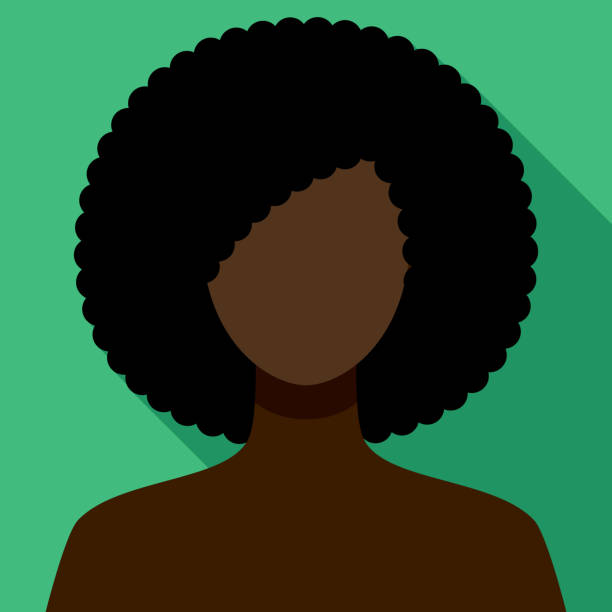 Female Avatar Icon A flat design female avatar. File is built in the CMYK color space for optimal printing, and can easily be converted to RGB without any color shifts. Color swatches are global so it’s easy to change colors across the document. natural hair stock illustrations
