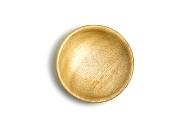 istock Top view wooden bowl isolated on white background. 1330283198