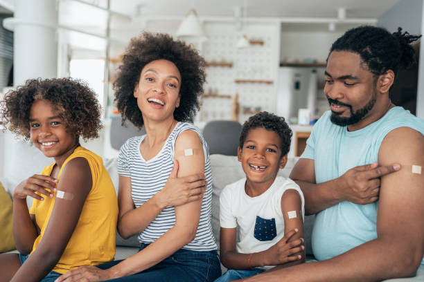 istock Portrait of a vaccinated family 1330283798