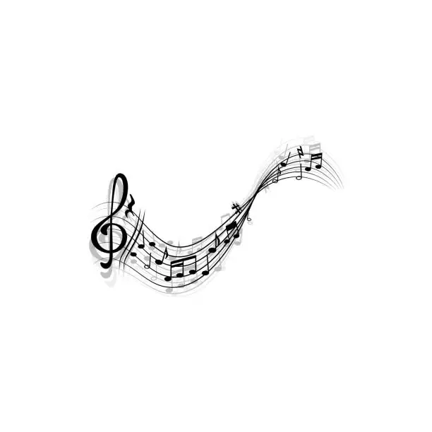 Vector illustration of Treble clef and notes isolate abstract music sheet