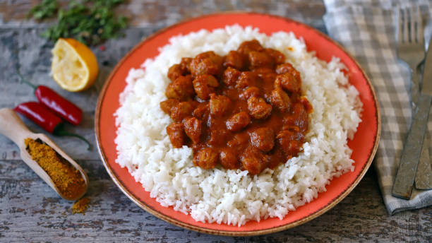 istock Plate of rice with vegan curry. Curry Sauce. 1330294494