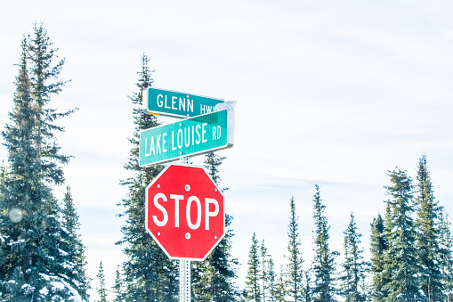 Before entering the Glenn Highway, those who travel from Lake Louise must stop and look for traffic.