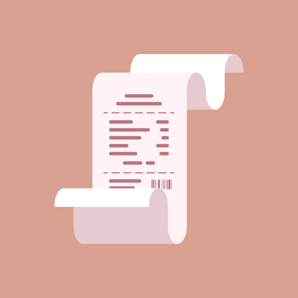 stockillustraties, clipart, cartoons en iconen met receipt paper bill vector illustration - kassabon