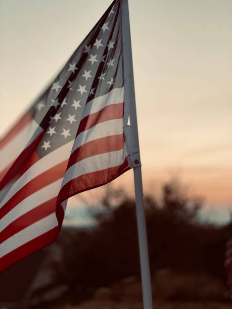 istock American Flag at Blue Hour 1330298455