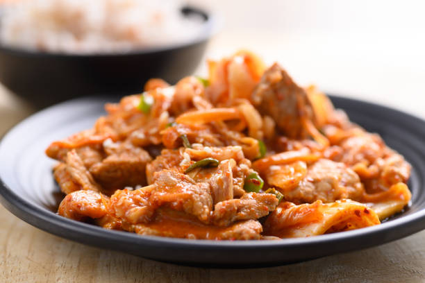 istock Korean food, Stir-fried kimchi cabbage with pork 1330309942