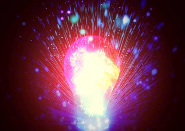 Illustration of a colorfully shining light bulb