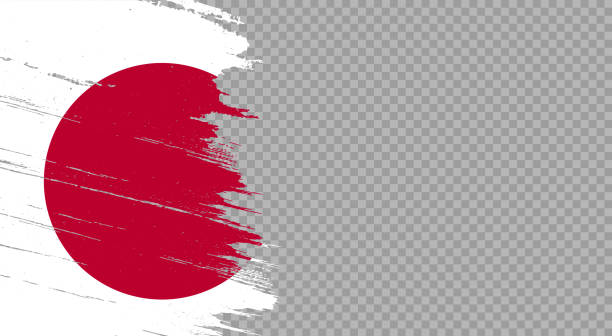 флаг японии с текстурированной кистью текстурирован на png или прозрачном фоне, символы японии, шаблон для баннера, открытка, реклама, продви - japan flag japanese flag white stock illustrations