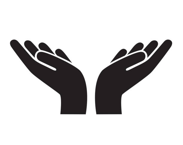 ilustraciones, imágenes clip art, dibujos animados e iconos de stock de icono de gesto de manos. ilustración del vector de la ayuda, de la paz y del cuidado - manos