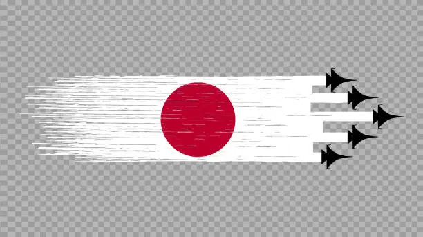 Vector illustration of Japan flag with military fighter jets isolated  on white or transparent ,Symbols of Japan, template for banner,card,advertising ,promote,commercial, ads, web design,poster, vector