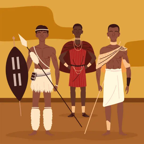 Vector illustration of indigenous african men