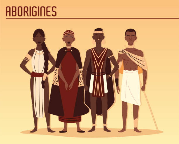 aborigines tribes members aborigines tribes members ethnic traditional african warriors stock illustrations