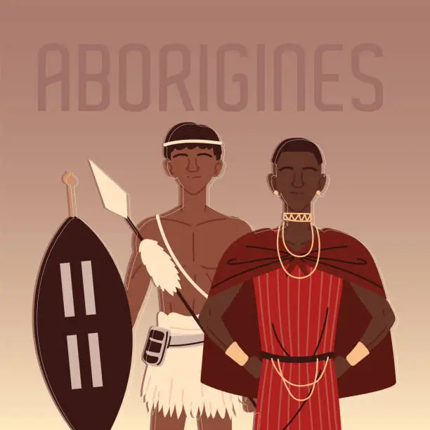 Vector illustration of warrior aborigines character