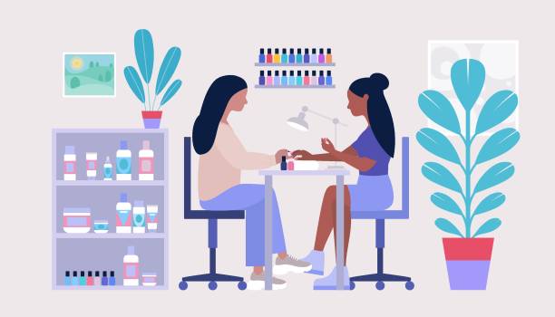 концепция услуг маникюра - manicure stock illustrations