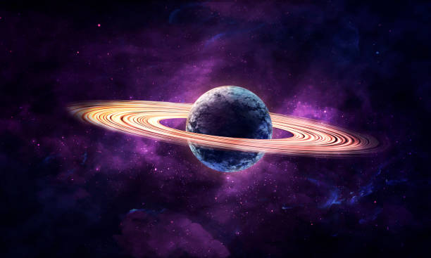 istock abstract space illustration, 3d image, bright abstract planet with rings in the cosmic starry sky 1330321918