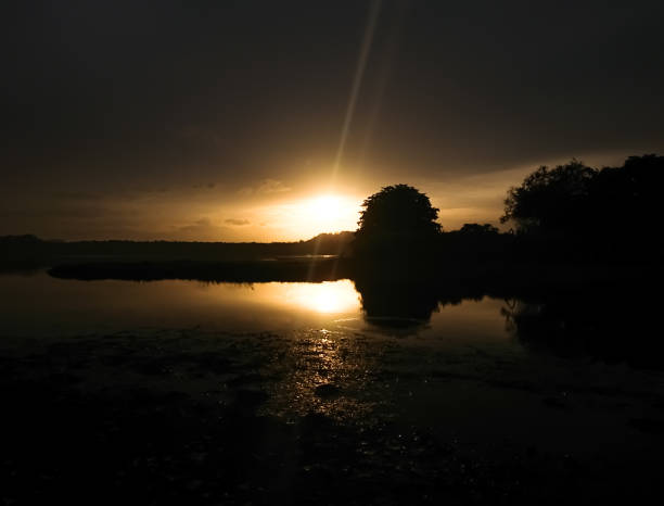 istock Sunset over the lake dark image 1330325270