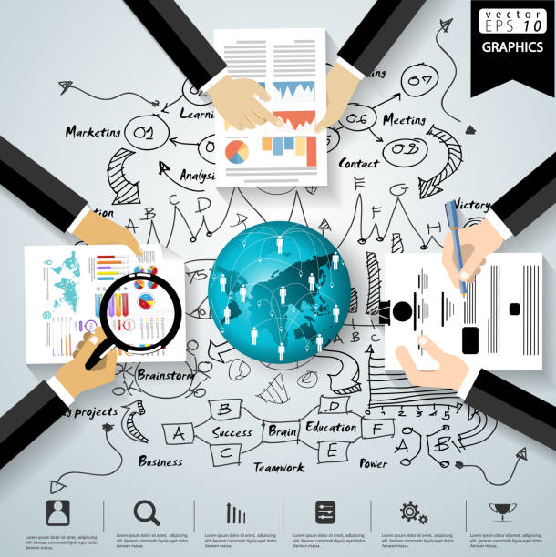 istock Illustration business.design idea and concept think creativity. for success,plan,think,search,analyze,communicate, futuristic idea innovation technology modern. 1330326129