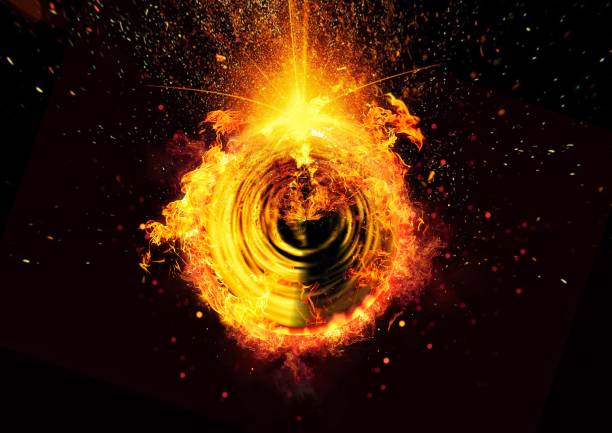 istock Burning fire whirl and black background 1330328464