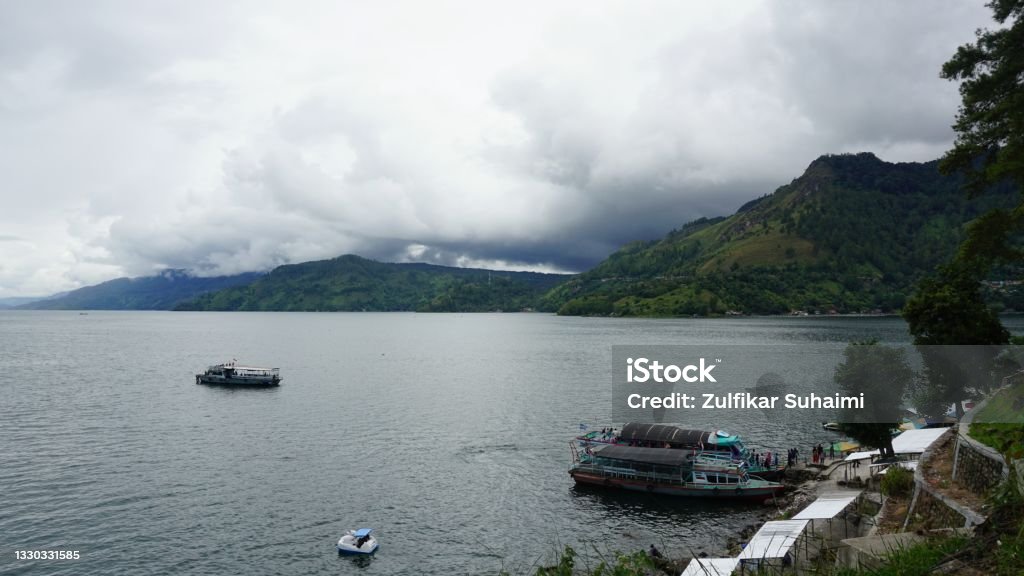 The Beauty Landscape of Lake Toba, a popular tourist destination in Sumatera Utara, Indonesia Ancient Stock Photo