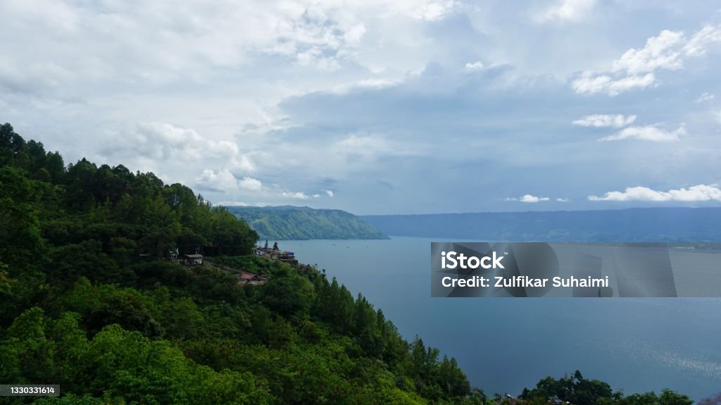 The Beauty Landscape of Lake Toba, a popular tourist destination in Sumatera Utara, Indonesia Backgrounds Stock Photo
