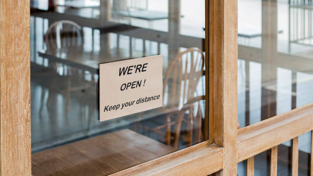 istock We are open keep distance during covid situation. 1330338278