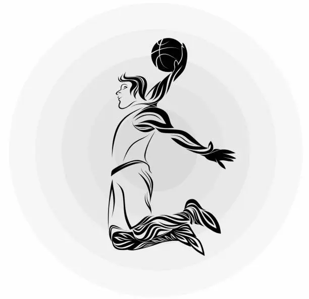 Vector illustration of sport player in floral ornament. vector illustration