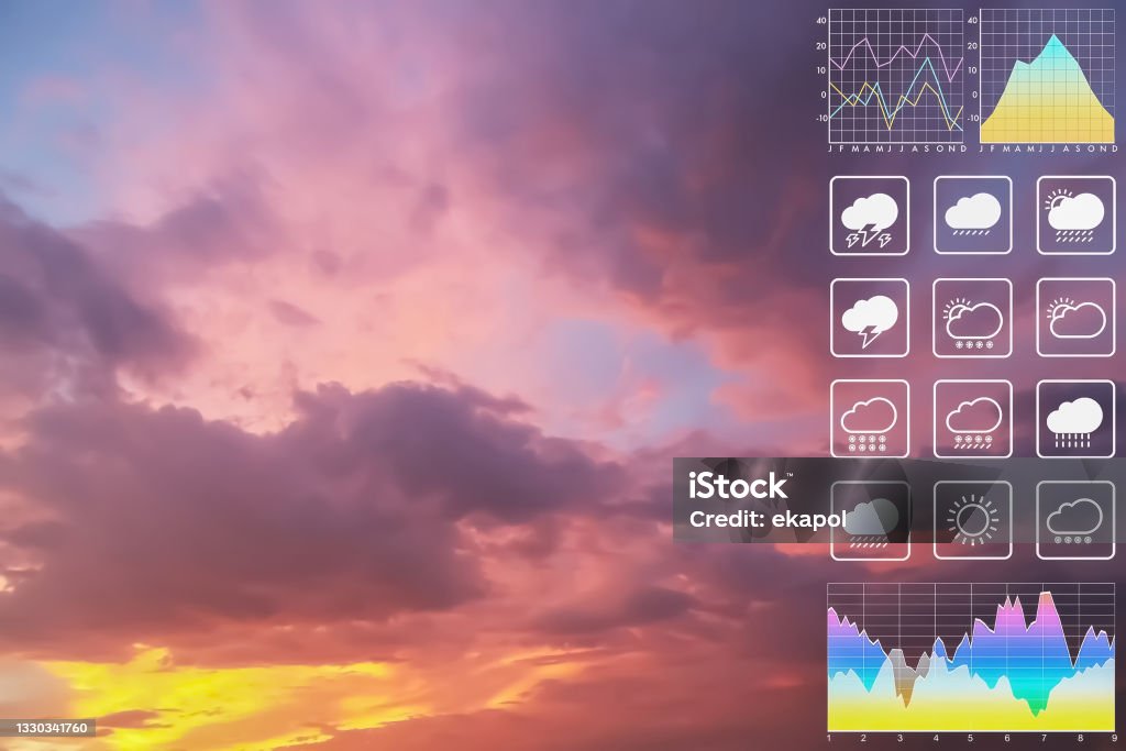 Weather Event Visual Weather Forecast Symbol Data Presentation With Graph And Chart On ...