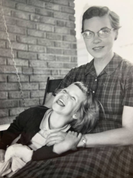 Mother and Daughter 1950s Black and White