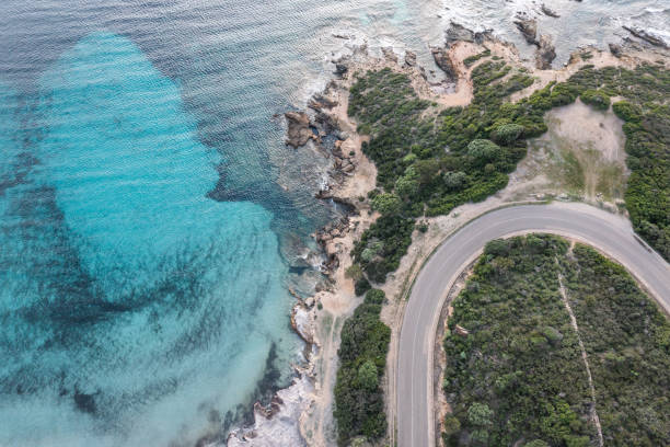 istock Drone view of coastline and road 1330354221