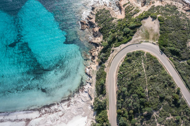istock Drone view of coastline and road 1330354225