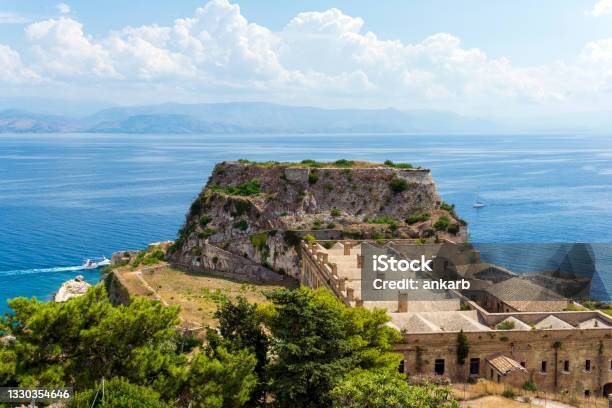 View Of Corfu Old Fortress Greece Stock Photo - Download Image Now - Corfu, Fort, Landscape - Scenery