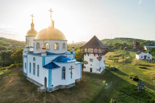 Aerial sunset view of Busha state Historical and Cultural Reserve, located on Podillya, Vinnytsa region, Ukraine. Aerial sunset view of Busha state Historical and Cultural Reserve, located on Podillya, Vinnytsa region, Ukraine. Travel destinations in Ukraine on  Podillya. vinnytsia photos stock pictures, royalty-free photos & images
