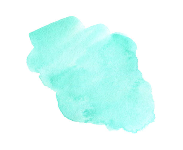 istock Abstract mint green watercolor shape. Watercolor hand drawn stain isolated on white 1330363032