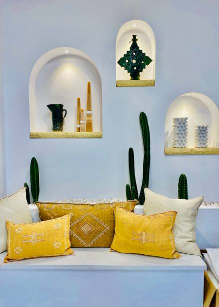Interior Lounge Wall Feature with Cactus Plant Shelf