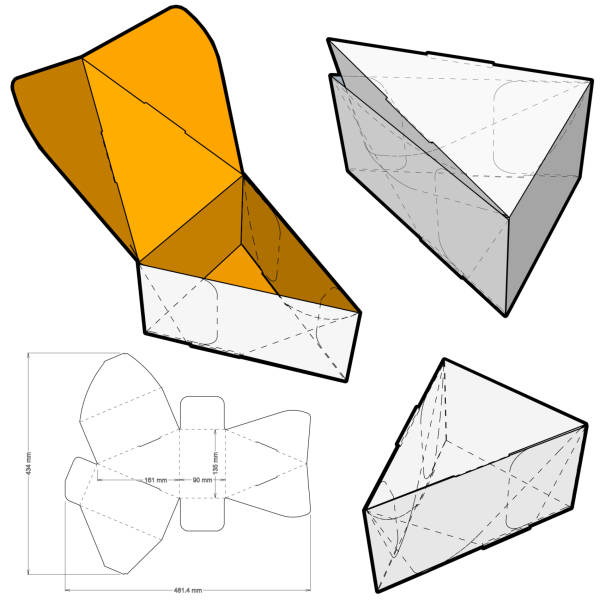 Triangular Self Assembly Packaging and Die-cut Pattern. The .eps file is full scale and fully functional. Prepared for real cardboard production. Triangular Self Assembly Packaging and Die-cut Pattern. The .eps file is full scale and fully functional. Prepared for real cardboard production. stackable stock illustrations