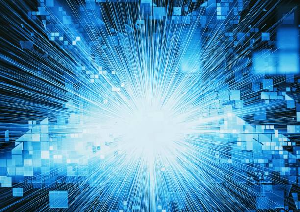 Illustration of a blue star shining in outer space