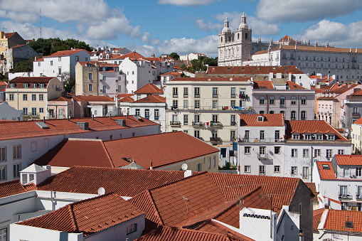 View of old town of Lisbon from Miradouro de Santa Luzia