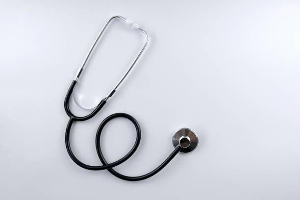 istock Close up photo of stethoscope in white background 1330369732